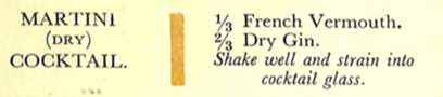La ricetta del Cocktail Martini (Dry Martini) nel Savoy Cocktail Book di Craddock, 1930